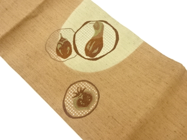 JAPANESE NAGOYA OBI / TSUMUGI / EMBROIDERY / VEGETABLE